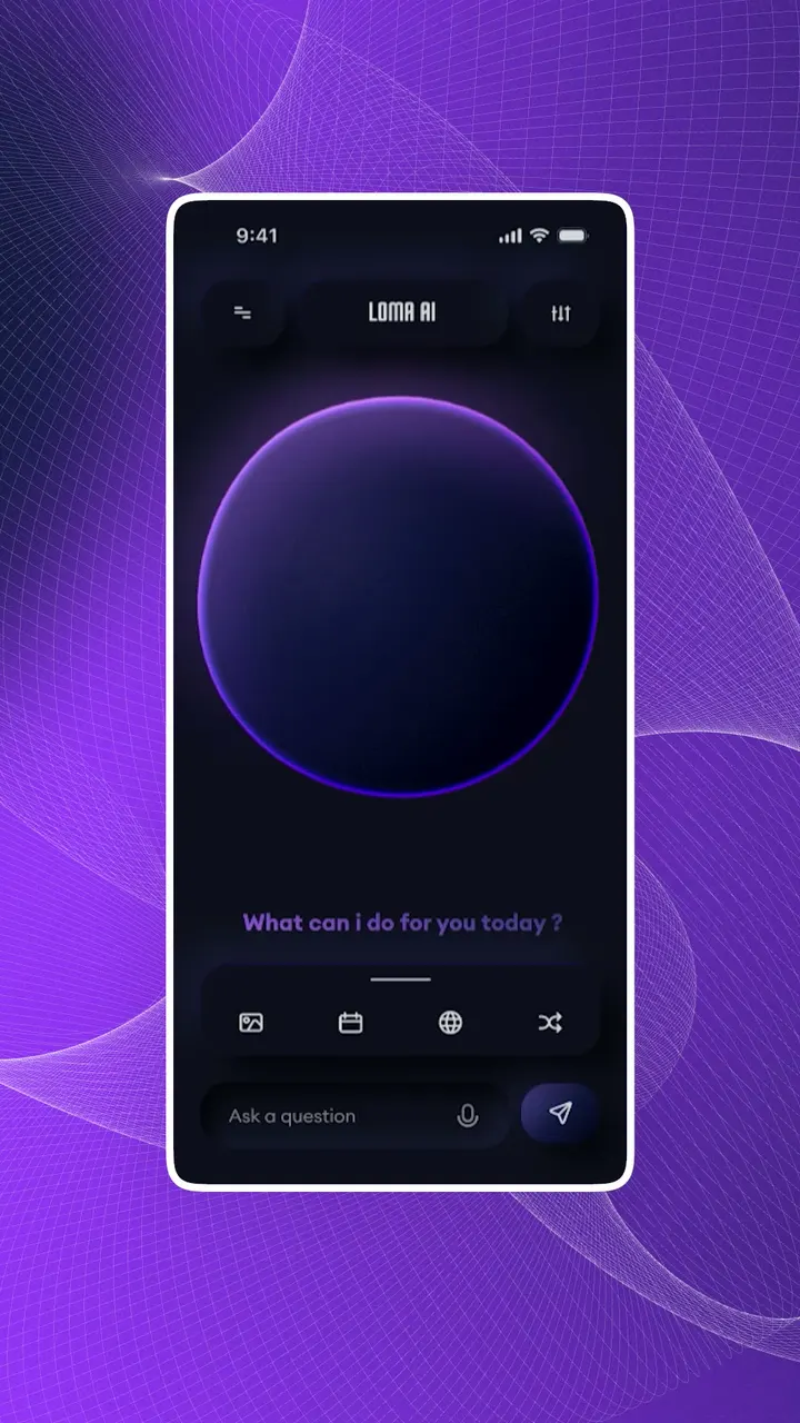 Concept d'application mobile animé : Loma AI